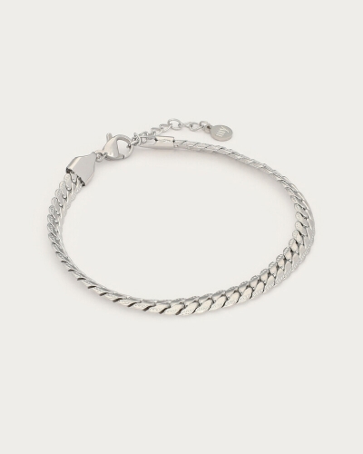 ARMBAND PLATTE SCHAKEL ZILVER