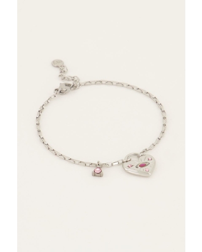 My Jewellery MOOD ARMBAND MET HART EN ROZE STEEN ZILVER
