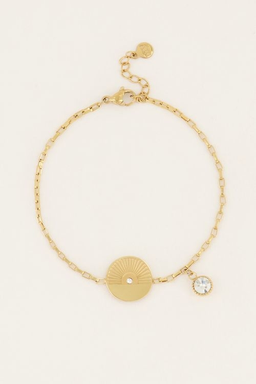 MOOD ARMBAND MET BEDEL EN STEENTJE GOUD