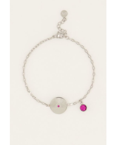 My Jewellery MOOD ARMBAND MET BEDEL EN ROZE STEEN ZILVER