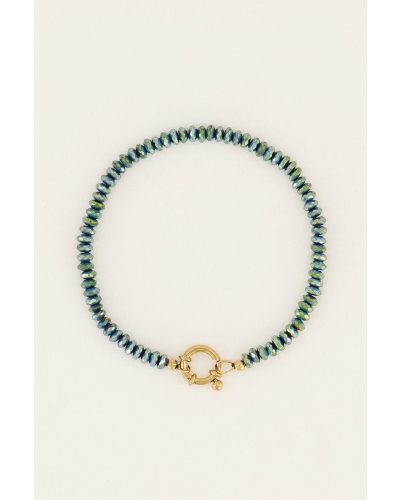 MOOD ARMBAND MET GROENE KRALEN GOUD 