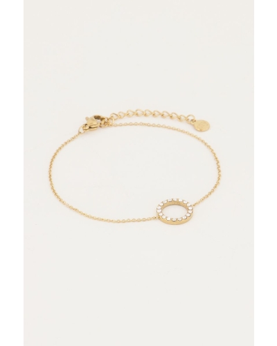 My Jewellery ARMBANDJE MET OPEN RONDJE STRASS GOUD 