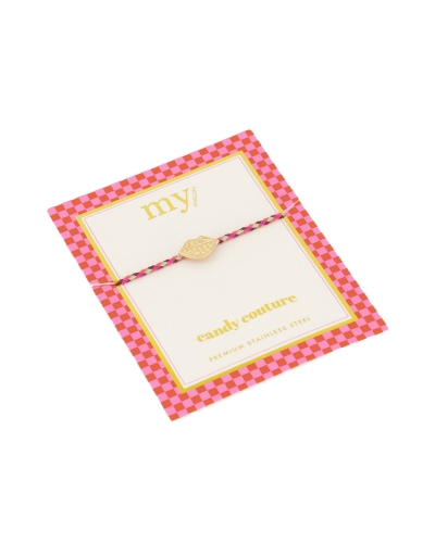 My Jewellery Candy couture roze touw armband très belle goud