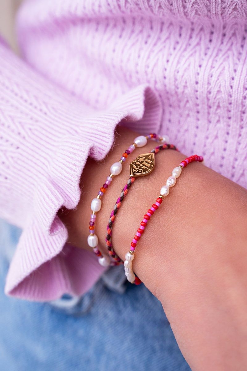 Candy couture roze touw armband très belle goud