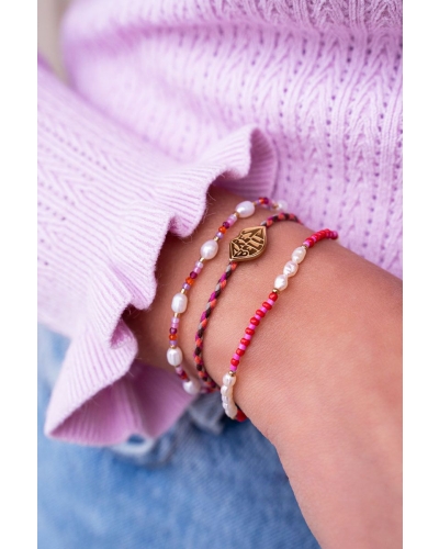 Candy couture roze touw armband très belle goud