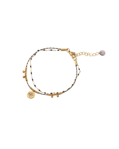 GO DUTCH LABEL ZWARTE DUBBELE ARMBAND MET MUNTJE