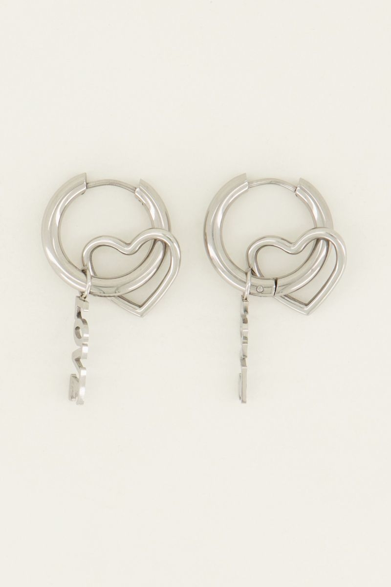 Oorringen bedels hartje & love