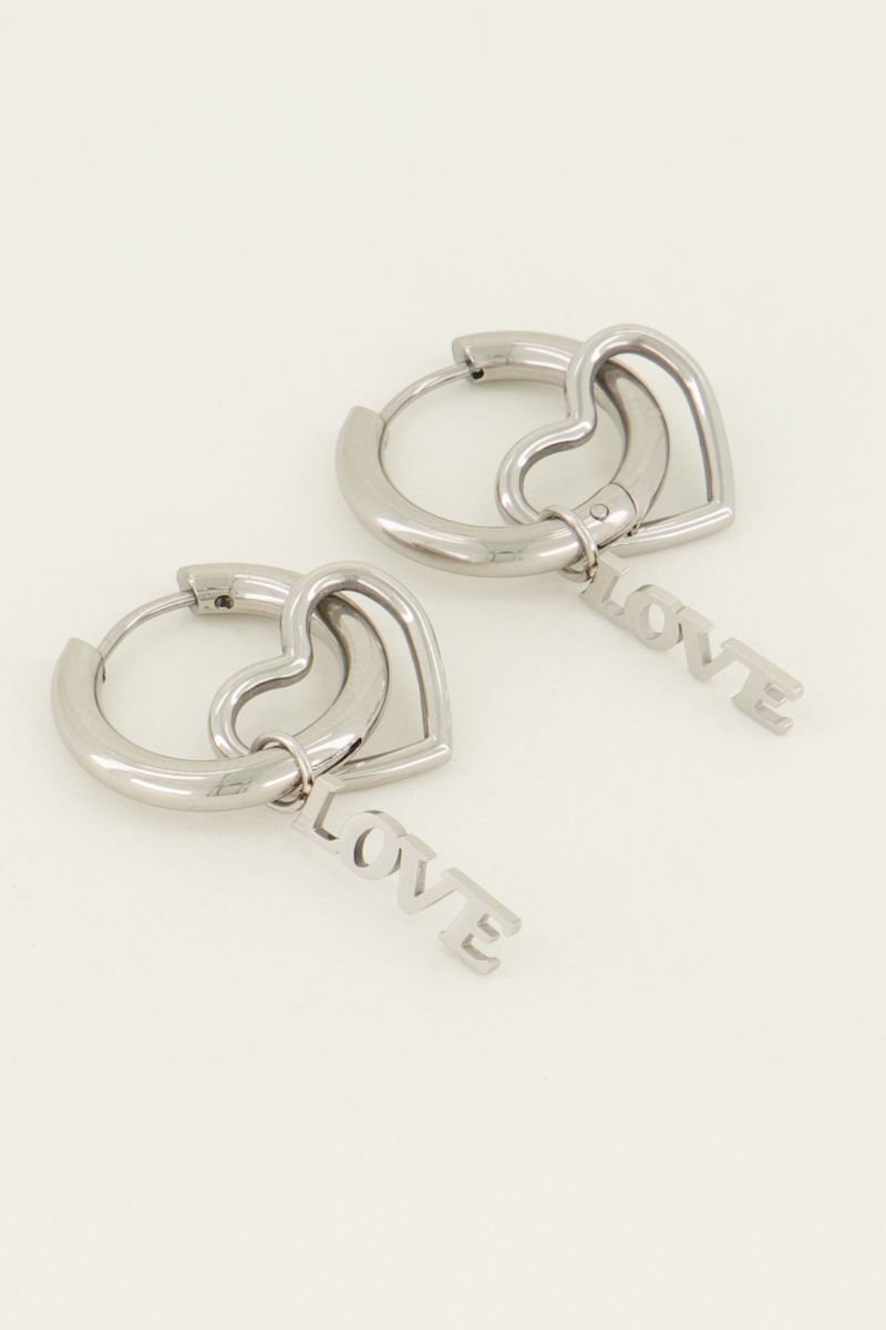 Oorringen bedels hartje & love