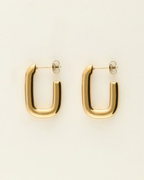 RECHTHOEKIGE OORHANGERS GOUD
