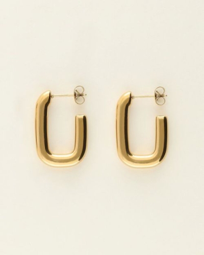 RECHTHOEKIGE OORHANGERS GOUD