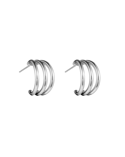 OORSTEKER 3 HOOPS ZILVER
