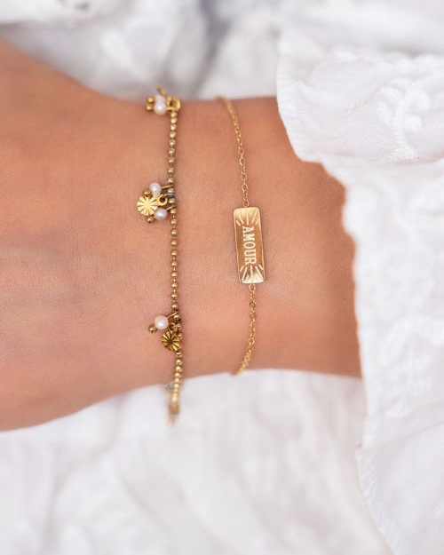 ARMBAND PARELS EN RONDJE GOUD