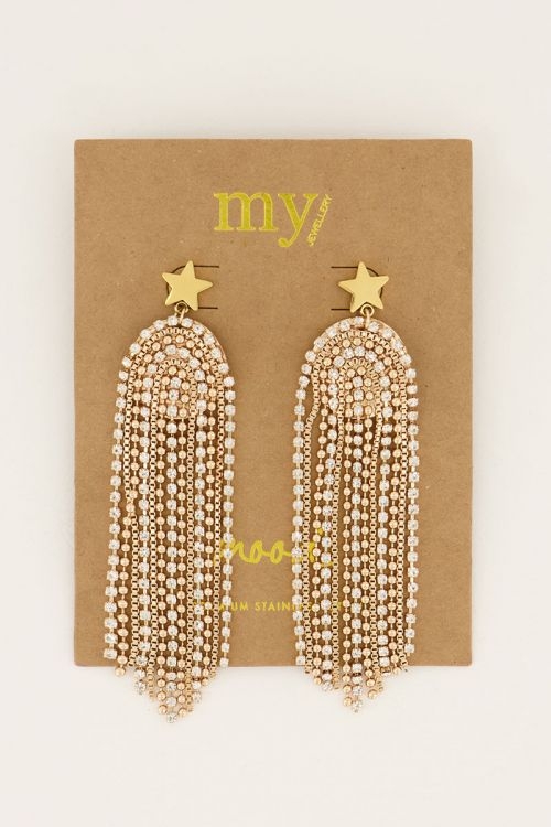 STARMOOD OORHANGERS MET TRANSPARANTE STEENTJES GOUD