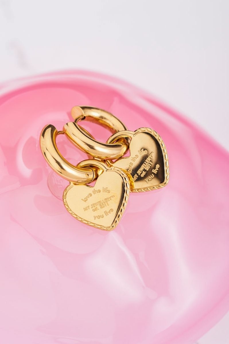 Candy couture oorringen met grote harten goud