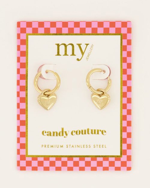 CANDY OORRINGEN MET KLEINE HARTEN GOUD