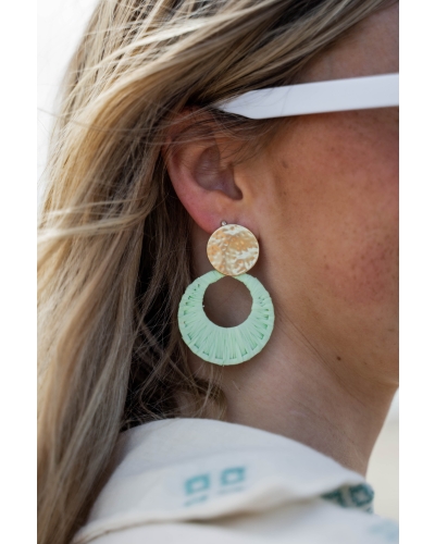 Gossip Gossip Oorbellen RAFFIA STATEMENT OORBELLEN Mint