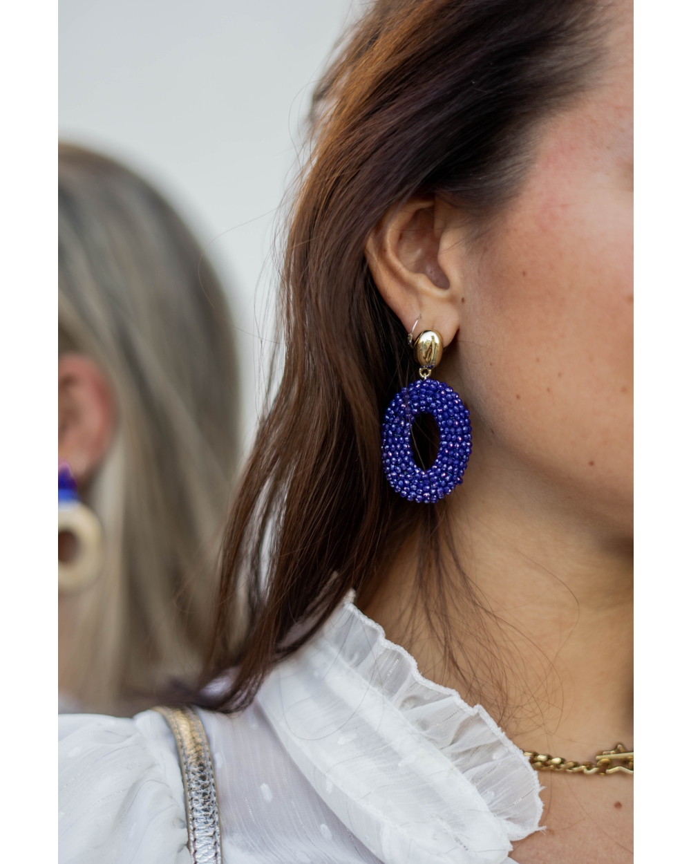 OVALEN STATEMENT OORBELLEN PAARS/BLAUW 