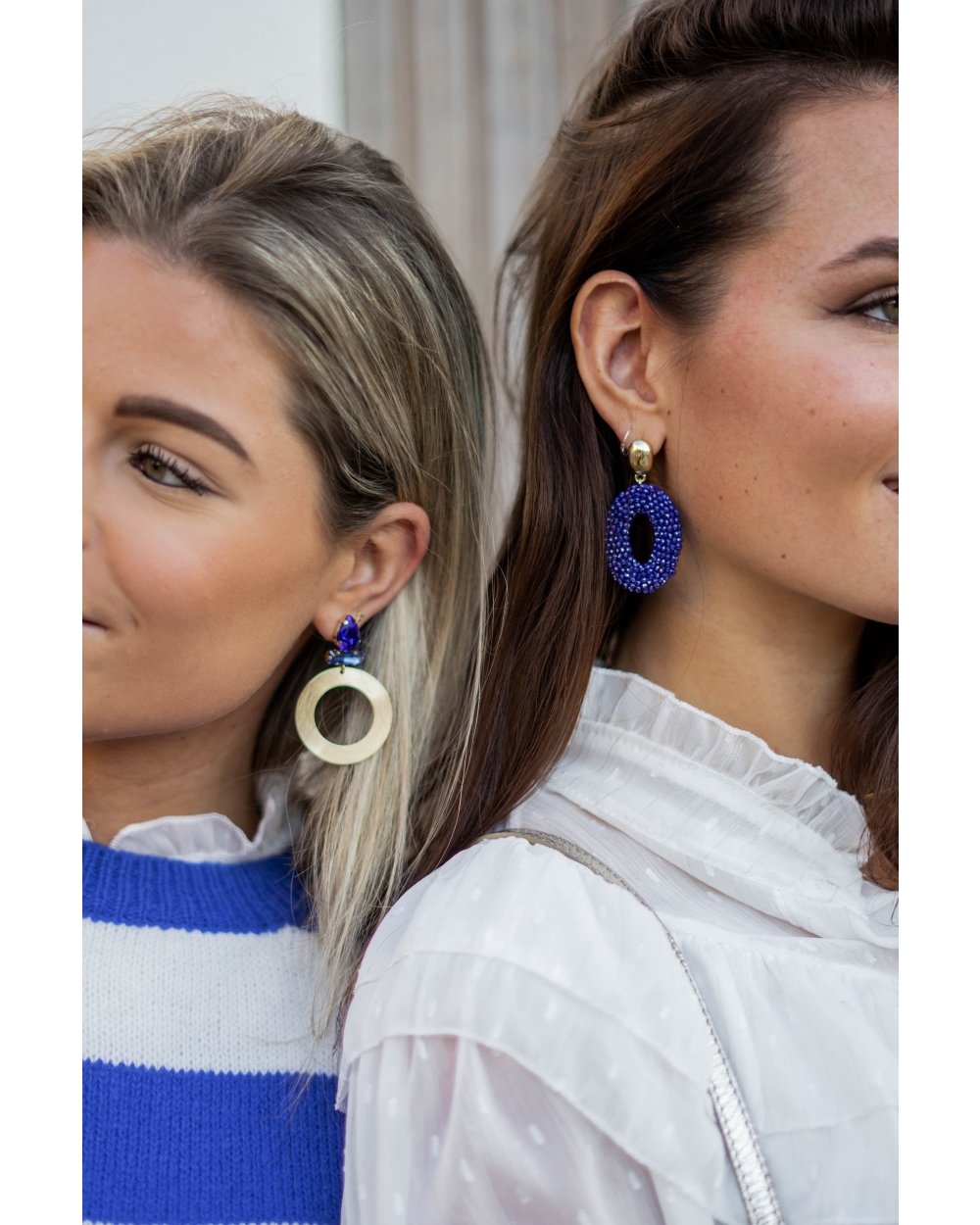 OVALEN STATEMENT OORBELLEN PAARS/BLAUW 