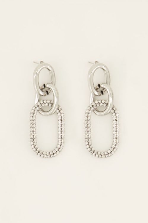 EARRINGS CHUNKY STEEL AND STONES ZILVER