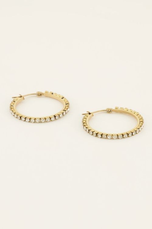 EARRING HOOPS STRASS GOUD