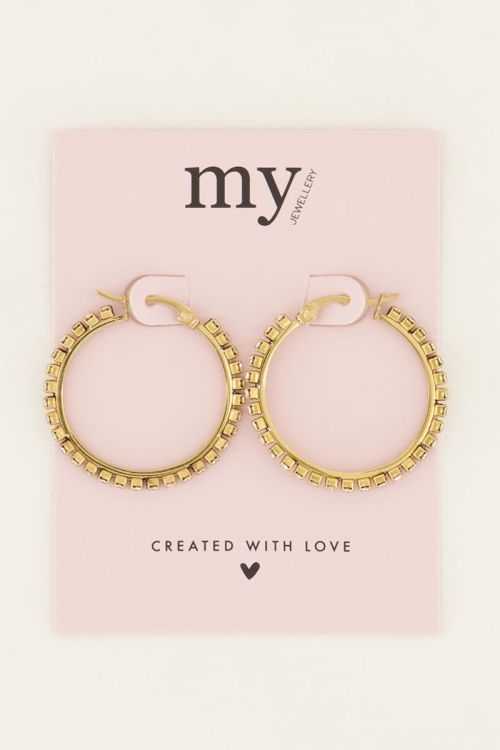EARRING HOOPS STRASS GOUD