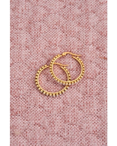 EARRING HOOPS STRASS GOUD