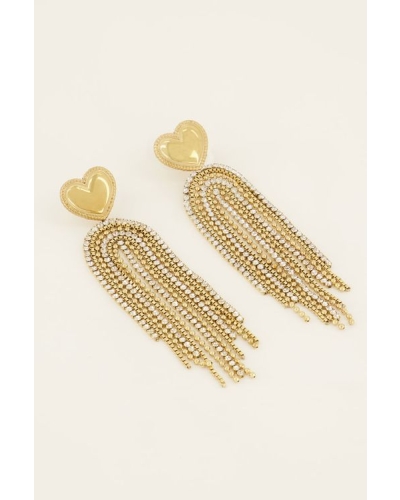 My Jewellery Hart oorhangers met kwastjes van strass goud
