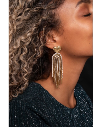 My Jewellery Hart oorhangers met kwastjes van strass goud