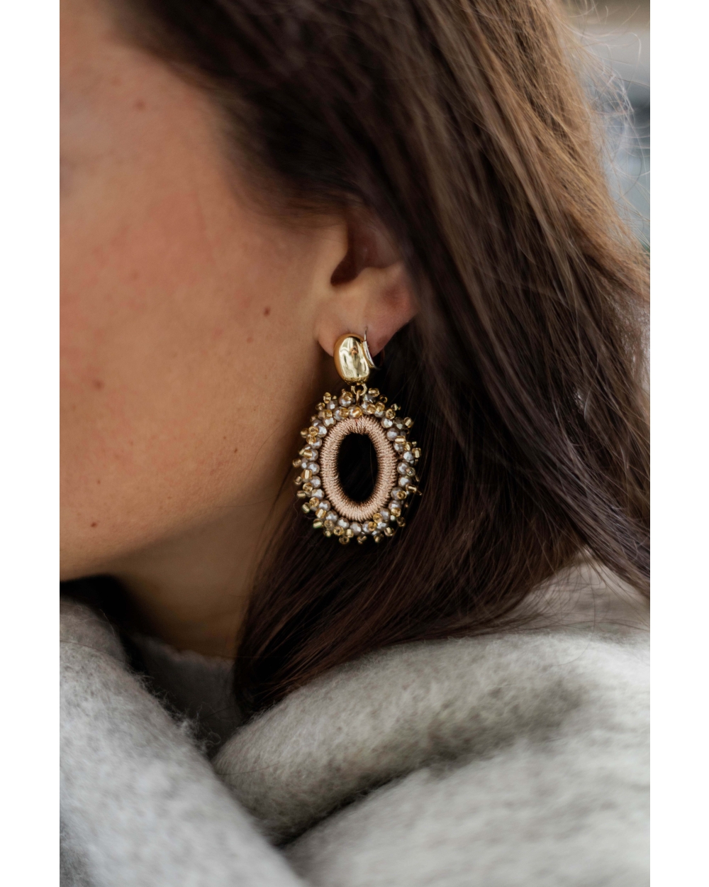 OVALEN STATEMENT OORBELLEN TAUPE