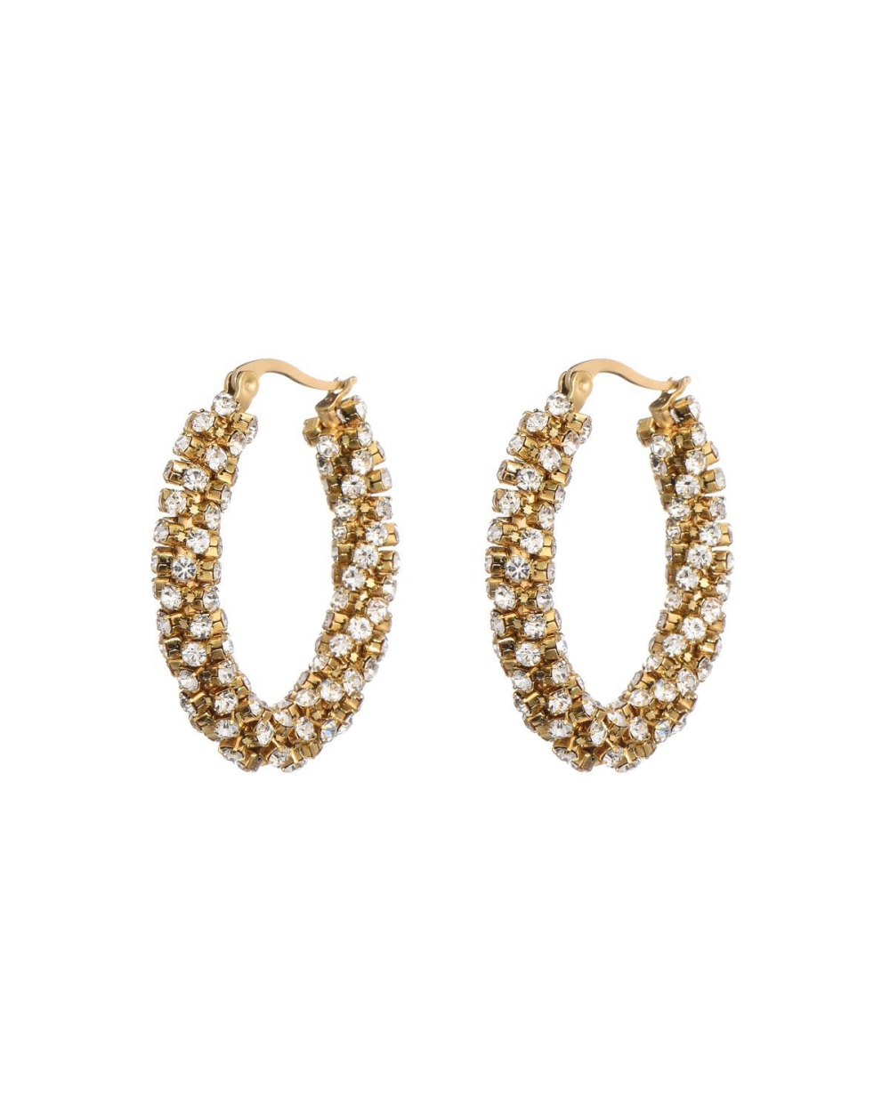 OVALEN OORBELLEN MET STRASS STENEN