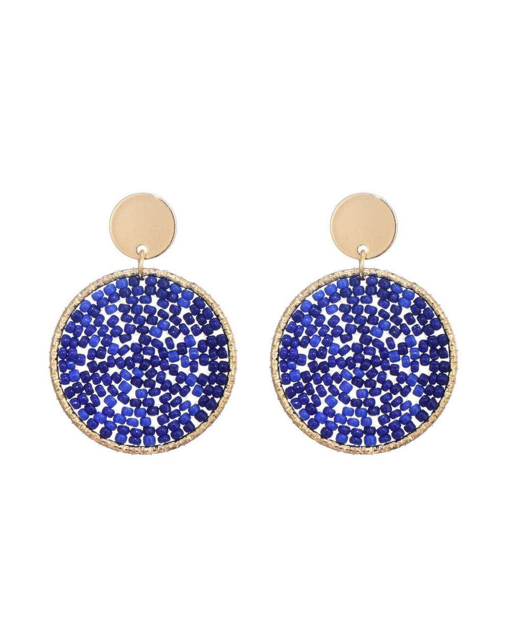 RONDE OORBELLEN MET KRALEN BLAUW
