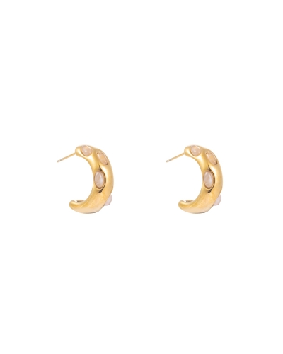 GOUDEN OORSTEKERS MET BEIGE STEEN