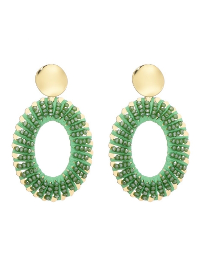 Gossip OVALEN RAFFIA OORBELLEN GROEN