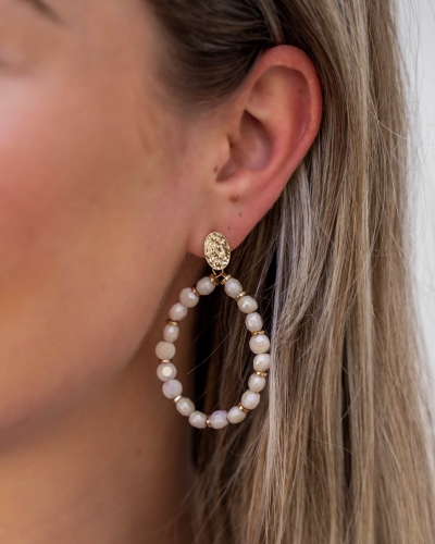 Gossip OVALEN OORBELLEN KRALEN BEIGE