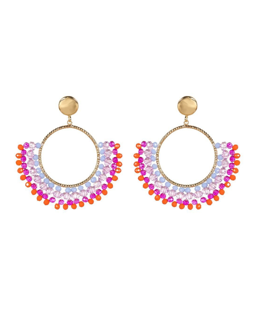 STATEMENT OORBELLEN RAINBOW PAARS ROZE