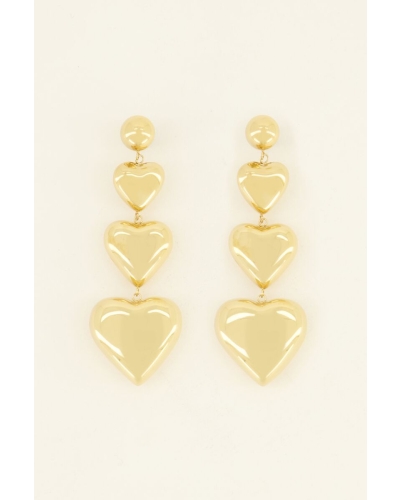 My Jewellery STATEMENT OORBELLEN MET DRIE HARTJES GOUD