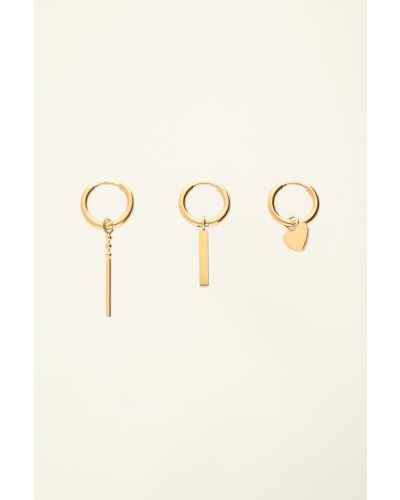 My Jewellery SET VAN DRIE OORRINGEN MET HARTJE GOUD