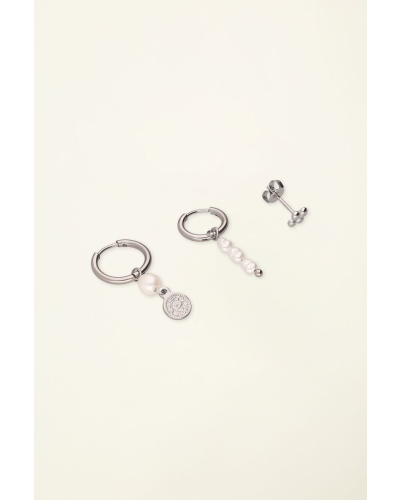 My Jewellery SET VAN DRIE OORRINGEN MET PARELS ZILVER