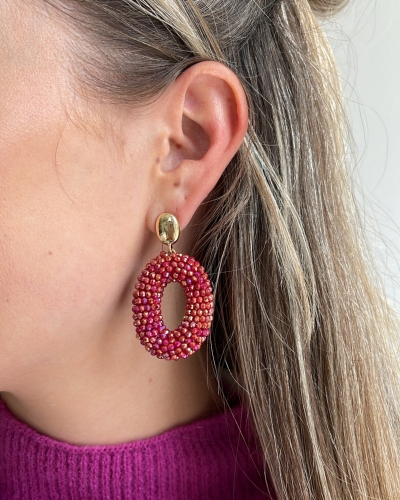 OVALEN OORBELLEN LUX FUCHSIA