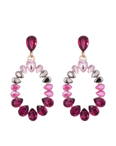 Gossip OVALEN OORBEL GEKLEURDE STENEN FUCHSIA