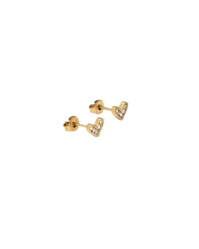 OORBELLEN HARTJE MET STEENTJE GOUD