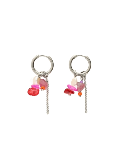 My Jewellery OORBELLEN MET GEKLEURDE STEENTJES ZILVER