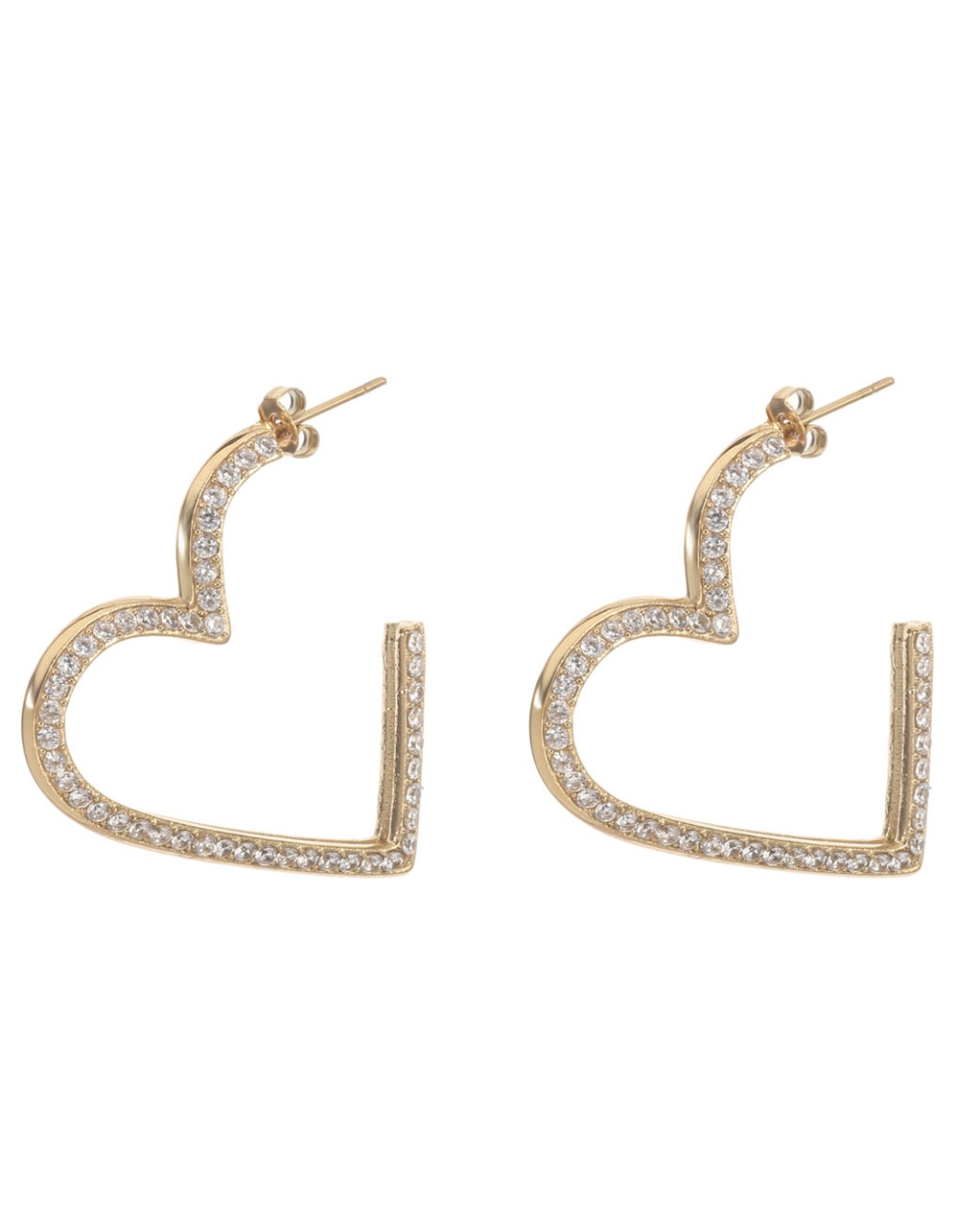 OORSTEKER HART MET STRASS GOUD