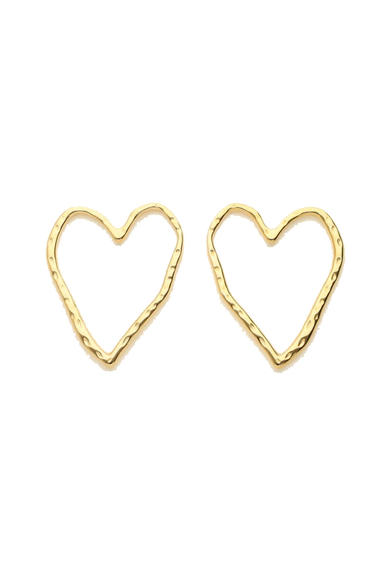 OORBELLEN STUDS OPEN HART GOUD
