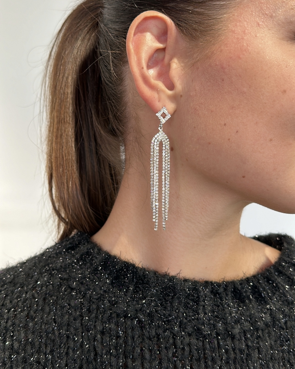 OORBELLEN WATERVAL SMALL ZILVER