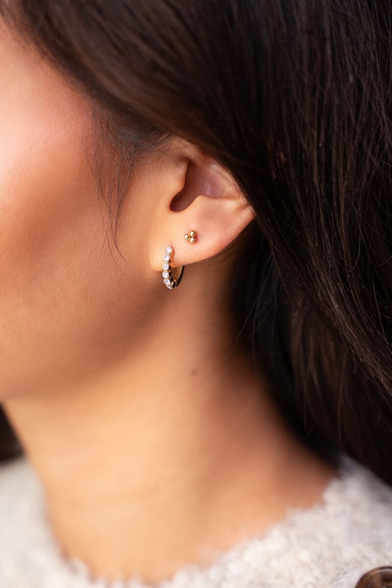 MINI OORRINGEN MET STRASS GOUD