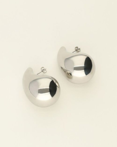 DRUPPEL OORBELLEN GROOT ZILVER