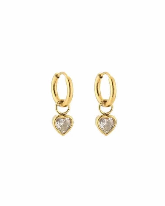 OORBELLEN MET ZIRCONIA HARTJE GOUD/CRYSTAL