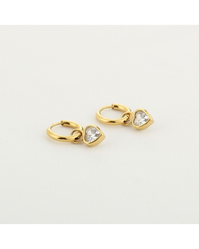 OORBELLEN MET ZIRCONIA HARTJE GOUD/CRYSTAL