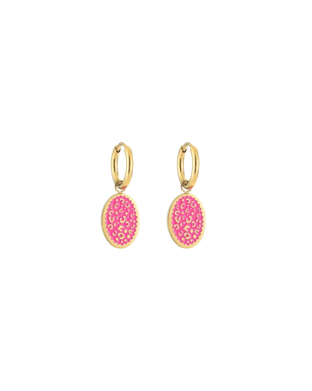 BOHO OORBELLEN GOUD/FUCHSIA